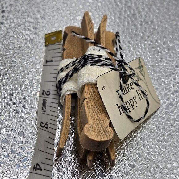 "5/$25" Set Of 3 Vintage Wood Lace Wrapped Clothespins W/Hangtag, Vignette Decor - Picture 5 of 6